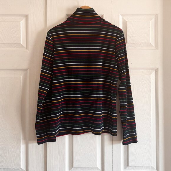 NWOT La Ligne Navy Blue / Multicolored Striped Ribbed Turtleneck - Picture 5 of 6